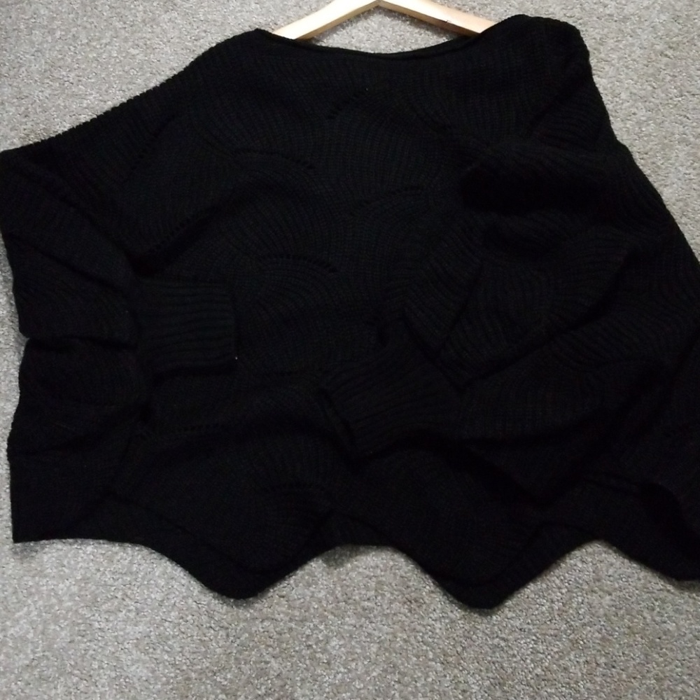 Carlie O Black Sweater Poncho